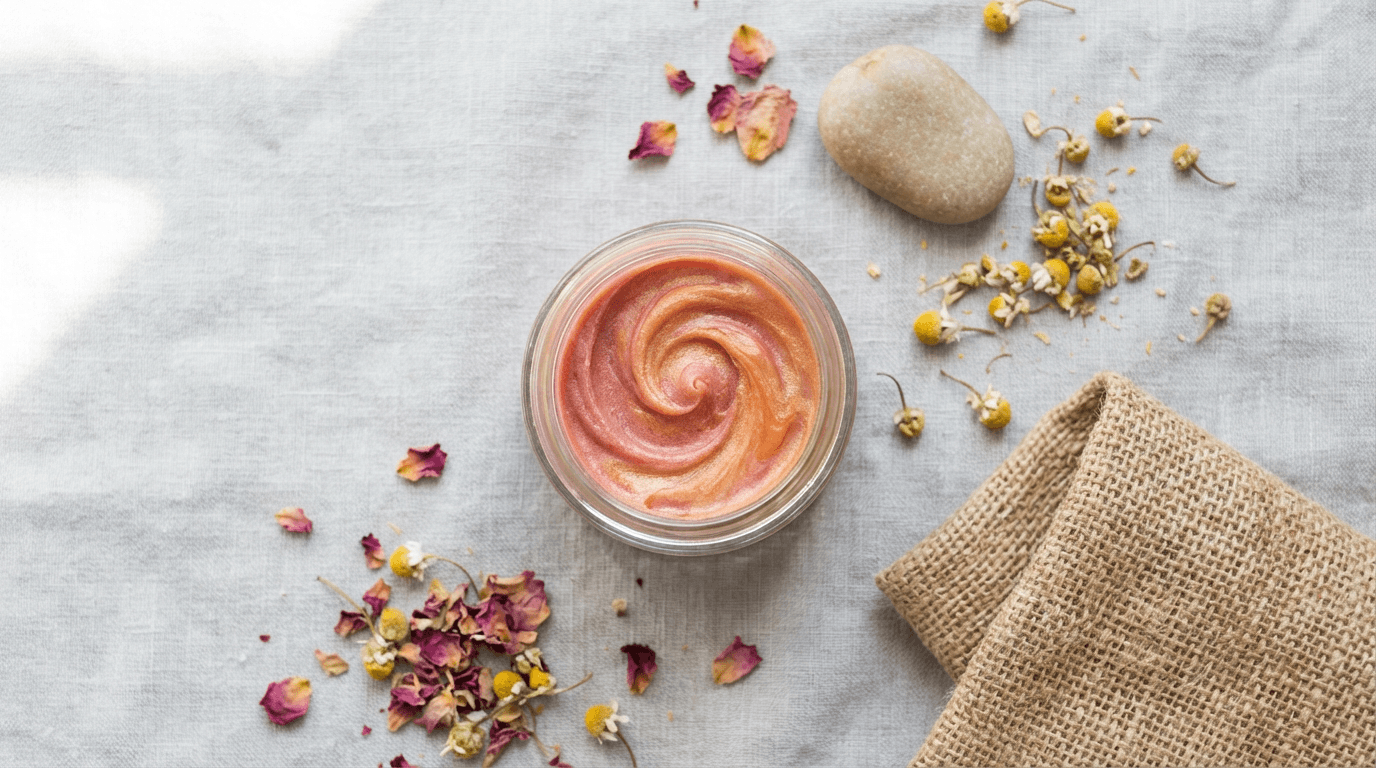 Premium curated products arranged on a linen surface in soft light
