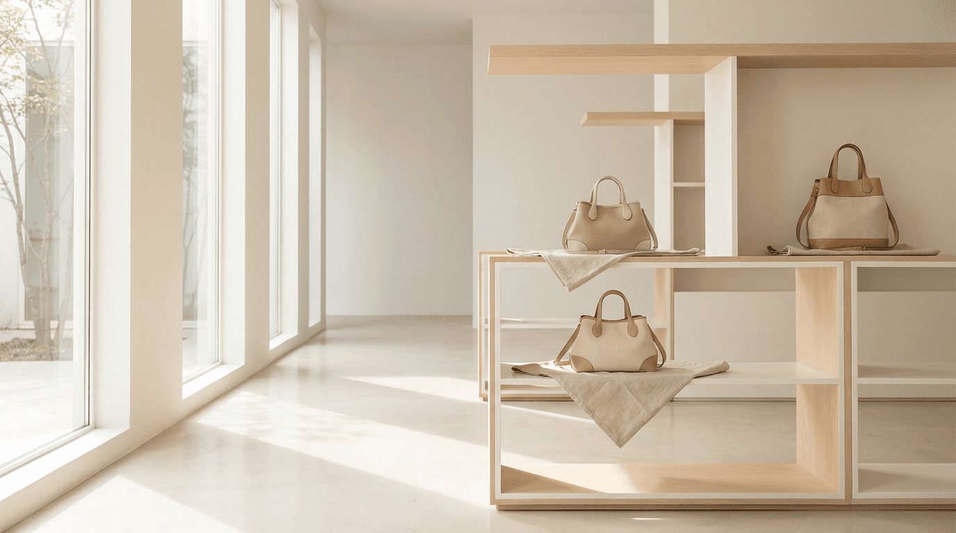Elegant flat lay of premium accessories in neutral tones