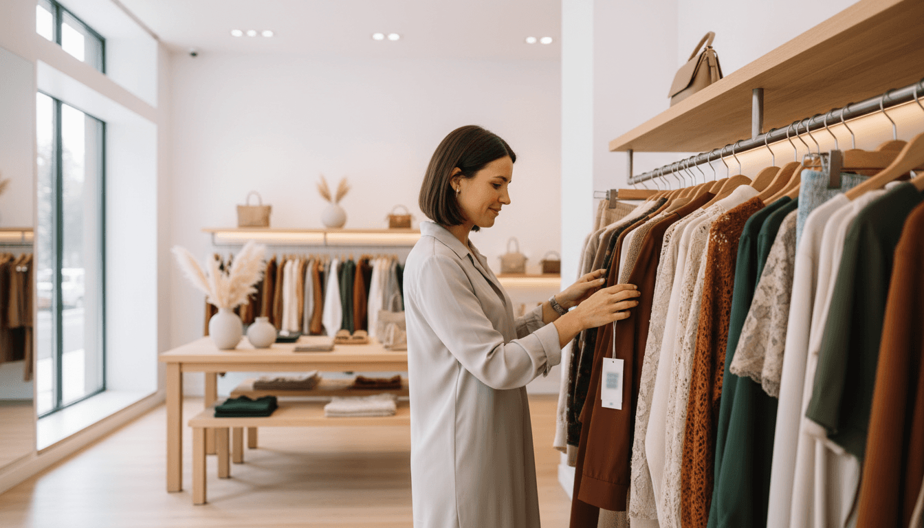 Shopper browsing premium garments